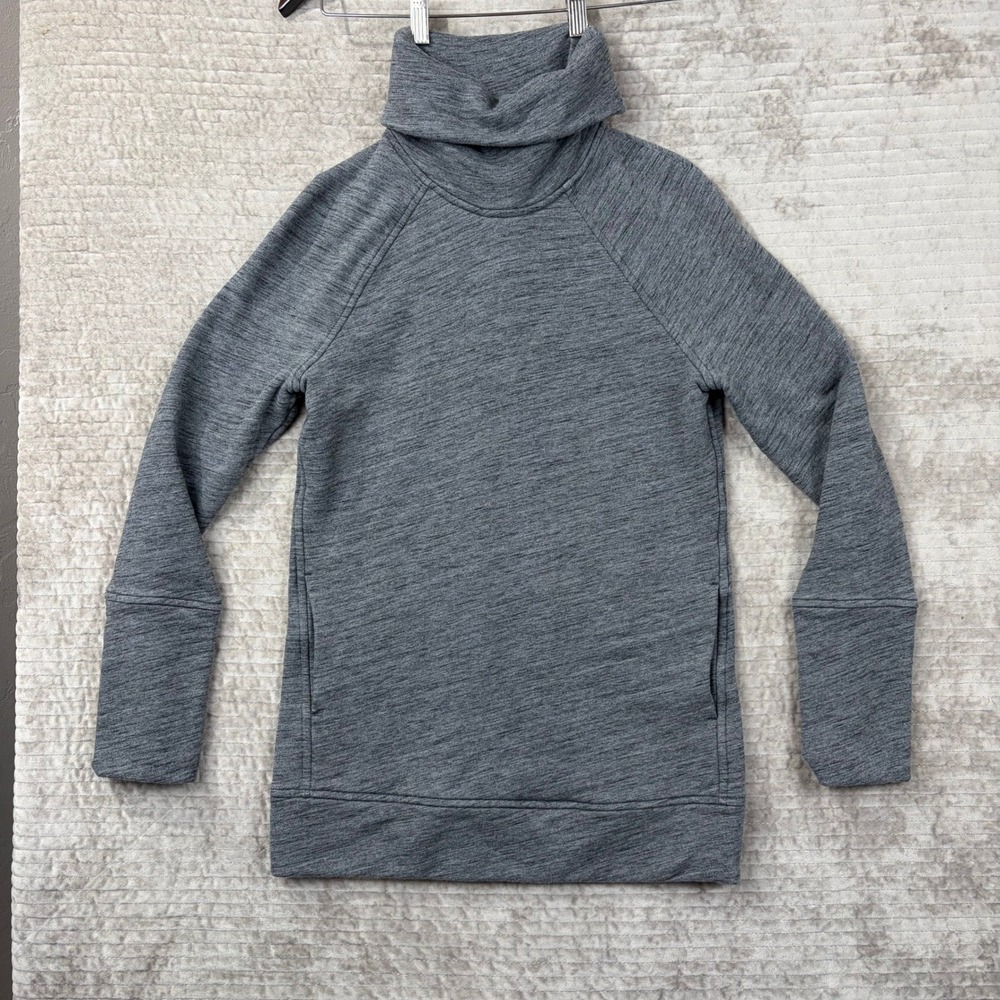 Lululemon Heathered Grey Cowl Neck Pullover‎ Sweatshirt Size 4 Pockets Raglan